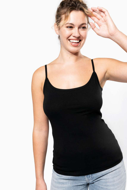 LADIES' STRAPPY TANK TOP - Black - modelimageurl
