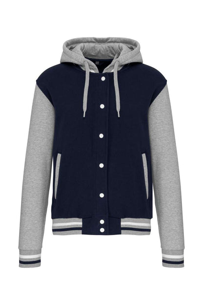UNISEX TEDDY JACKET WITH HOOD - Navy/Oxford Grey/White - colorimageurl