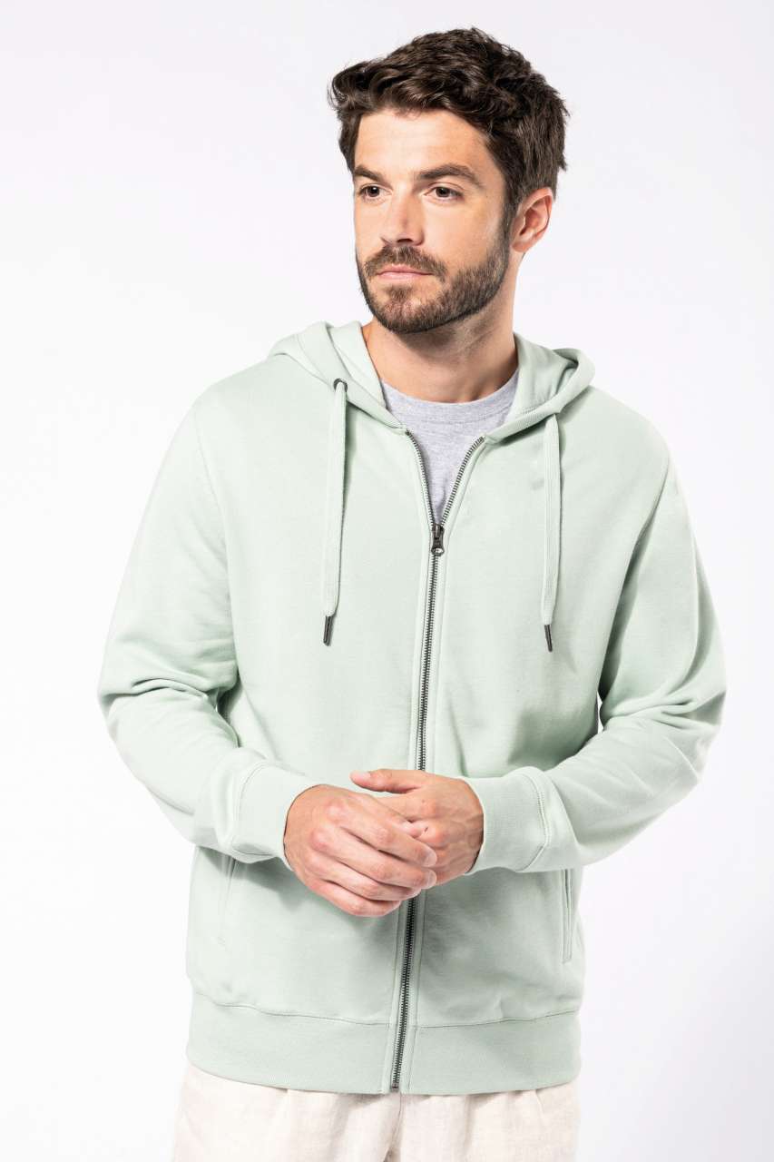 UNISEX ECO-FRIENDLY FRENCH TERRY ZIPPED HOODED SWEATSHIRT - Black - modelimageurl