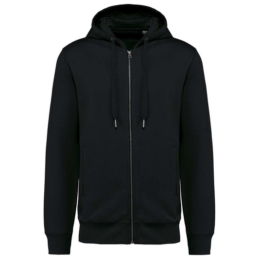 UNISEX ECO-FRIENDLY FRENCH TERRY ZIPPED HOODED SWEATSHIRT - Black - colorimageurl