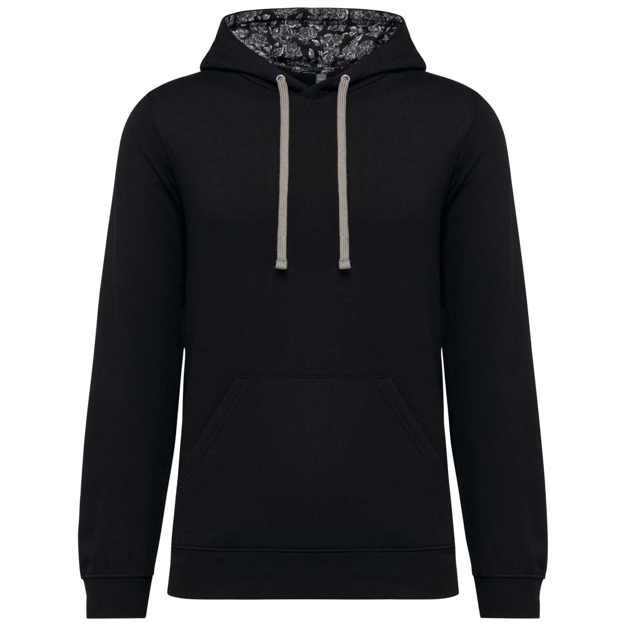UNISEX CONTRAST PATTERNED HOODED SWEATSHIRT - Black/Mexican Skull - colorimageurl