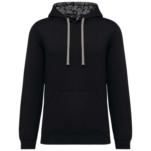 UNISEX CONTRAST PATTERNED HOODED SWEATSHIRT - Black/Mexican Skull - colorimageurl