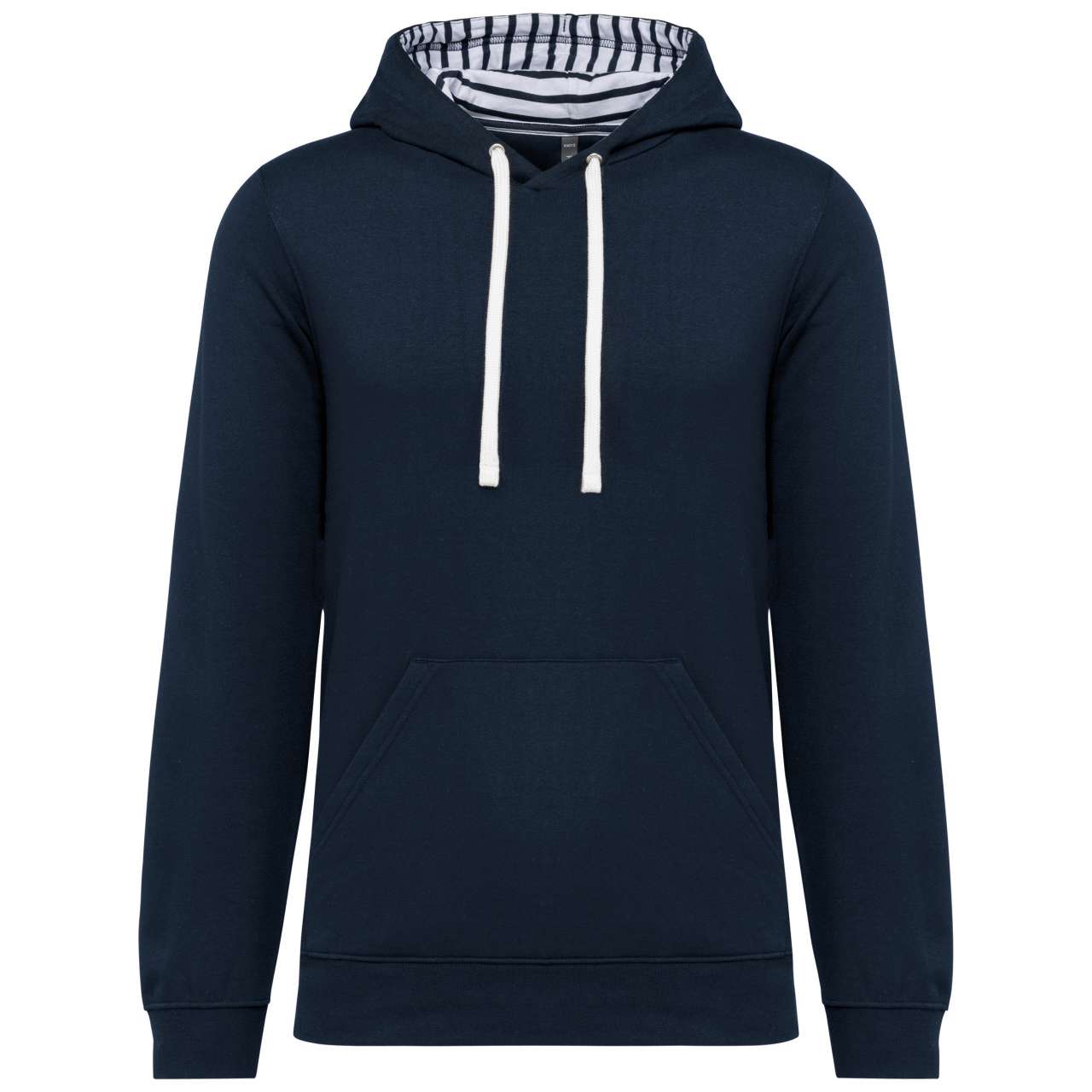 UNISEX CONTRAST PATTERNED HOODED SWEATSHIRT - Navy/Mariniere - colorimageurl