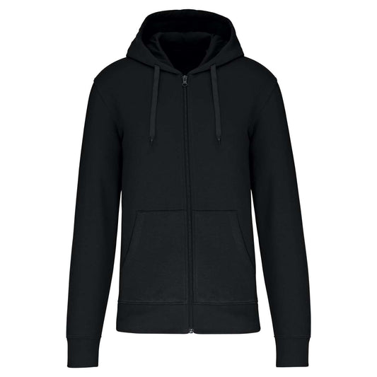 MEN'S ECO-FRIENDLY HOODED SWEATSHIRT WITH ZIP FASTENING - Black - colorimageurl