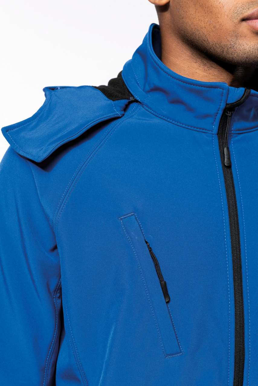 MEN'S DETACHABLE HOODED SOFTSHELL JACKET - Bottle Green - Additional