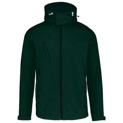 MEN'S DETACHABLE HOODED SOFTSHELL JACKET - Bottle Green - Additional