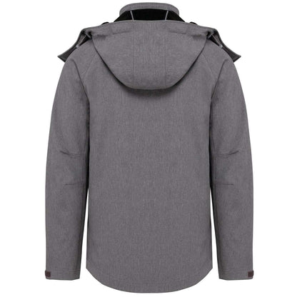 MEN'S DETACHABLE HOODED SOFTSHELL JACKET - Marl Grey - Main