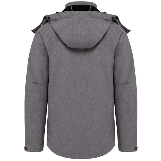 MEN'S DETACHABLE HOODED SOFTSHELL JACKET - Marl Grey - Main