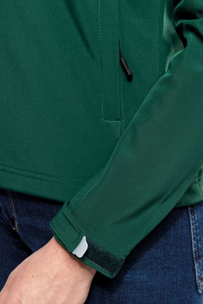 LADIES' DETACHABLE HOODED SOFTSHELL JACKET - Bottle Green - Additional