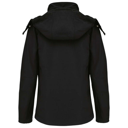 LADIES' DETACHABLE HOODED SOFTSHELL JACKET - Black - Main