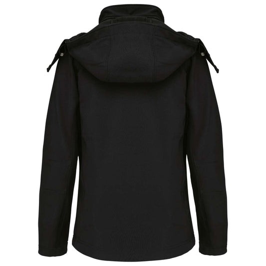 LADIES' DETACHABLE HOODED SOFTSHELL JACKET - Black - Main