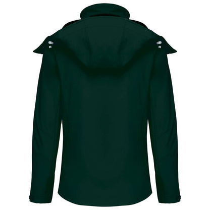 LADIES' DETACHABLE HOODED SOFTSHELL JACKET - Bottle Green - Main