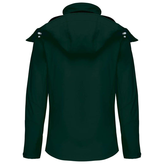 LADIES' DETACHABLE HOODED SOFTSHELL JACKET - Bottle Green - Main