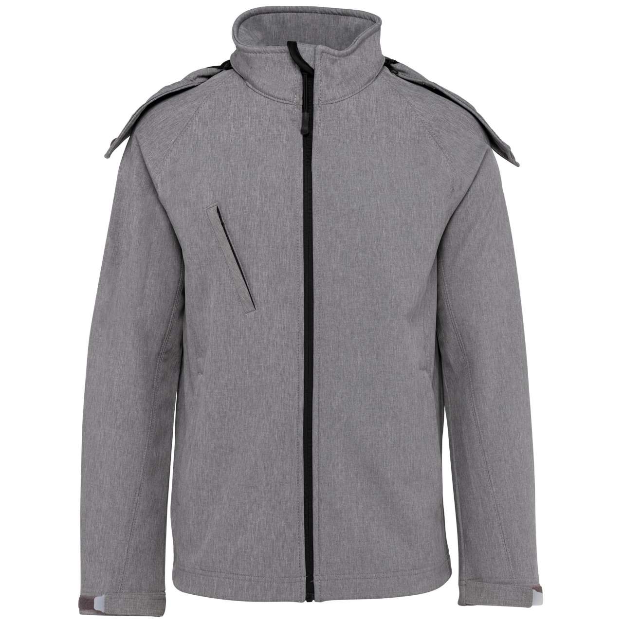LADIES' DETACHABLE HOODED SOFTSHELL JACKET - Marl Grey - Additional