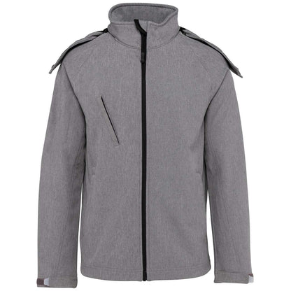 LADIES' DETACHABLE HOODED SOFTSHELL JACKET - Marl Grey - Additional