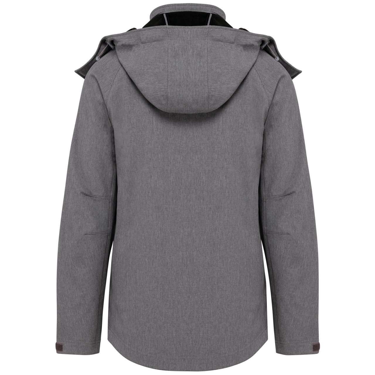 LADIES' DETACHABLE HOODED SOFTSHELL JACKET - Marl Grey - Main