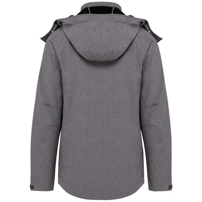 LADIES' DETACHABLE HOODED SOFTSHELL JACKET - Marl Grey - Main