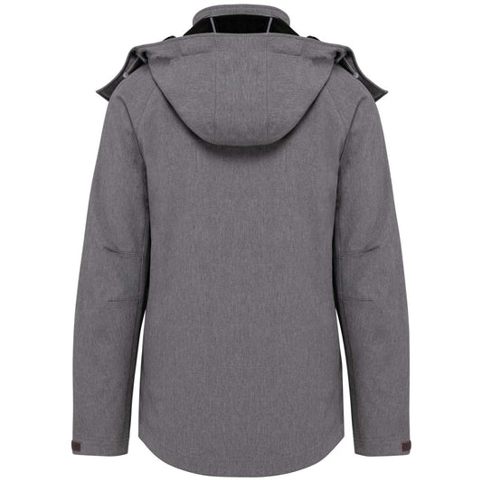 LADIES' DETACHABLE HOODED SOFTSHELL JACKET - Marl Grey - Main