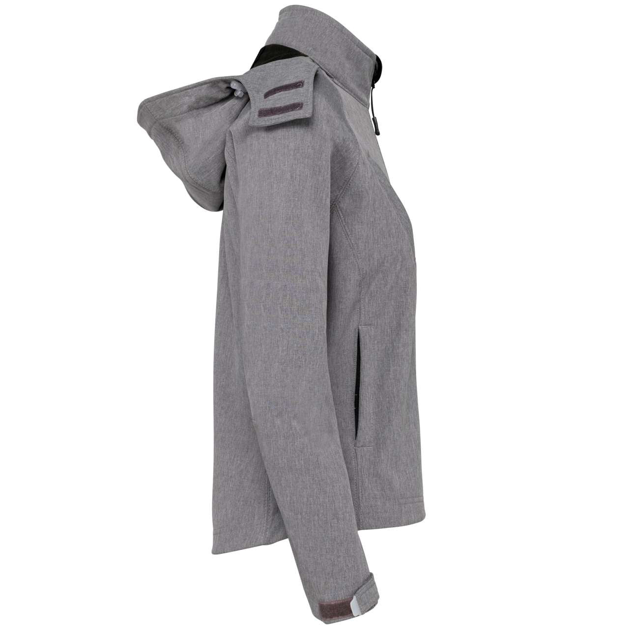 LADIES' DETACHABLE HOODED SOFTSHELL JACKET - Marl Grey - Additional