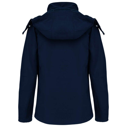 LADIES' DETACHABLE HOODED SOFTSHELL JACKET - Navy - Main