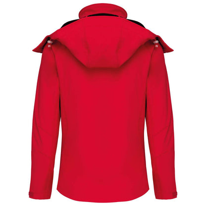 LADIES' DETACHABLE HOODED SOFTSHELL JACKET - Red - Main
