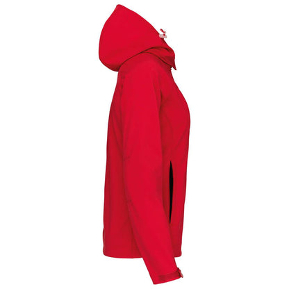 LADIES' DETACHABLE HOODED SOFTSHELL JACKET - Red - Additional