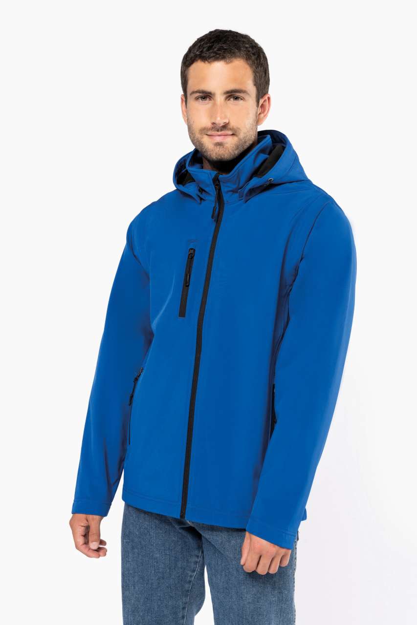UNISEX 3-LAYER SOFTSHELL HOODED JACKET WITH REMOVABLE SLEEVES - Black - modelimageurl