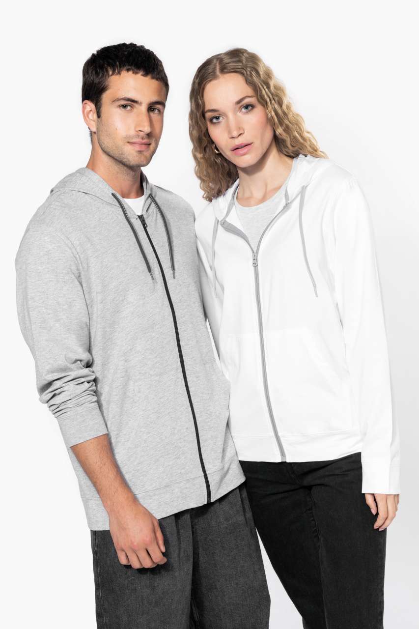 LIGHTWEIGHT COTTON HOODED SWEATSHIRT - Black - Model