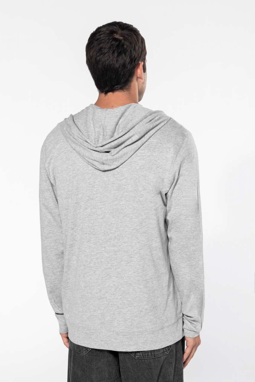LIGHTWEIGHT COTTON HOODED SWEATSHIRT - Black - Additional