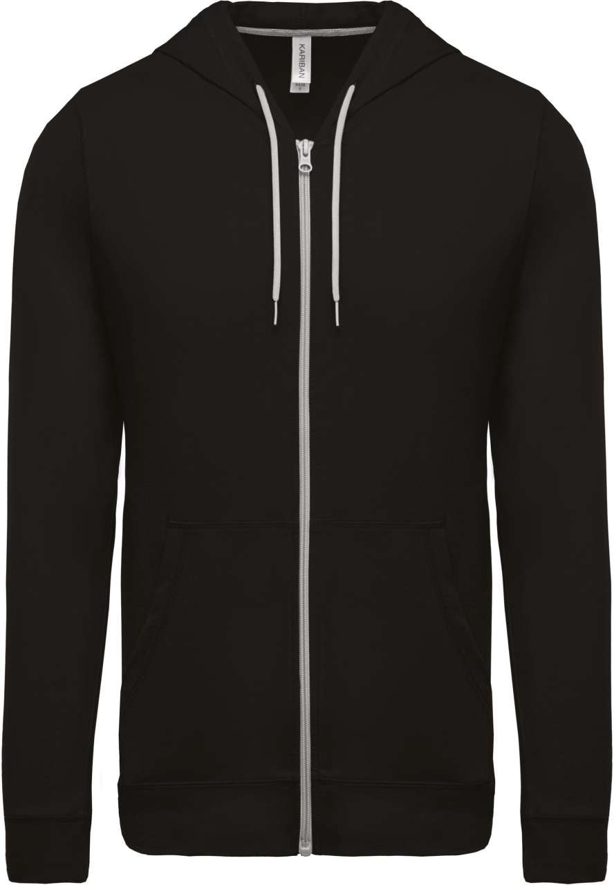 LIGHTWEIGHT COTTON HOODED SWEATSHIRT - Black - Main