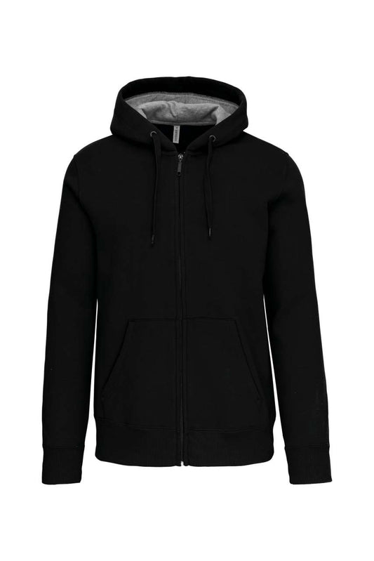 FULL ZIP HOODED SWEATSHIRT - Black - Main