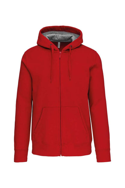 FULL ZIP HOODED SWEATSHIRT - Red - Main