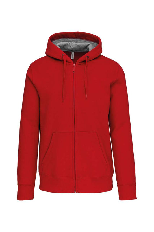 FULL ZIP HOODED SWEATSHIRT - Red - Main