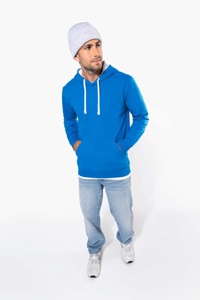 MEN'S CONTRAST HOODED SWEATSHIRT - Light Royal Blue/Yellow - Additional