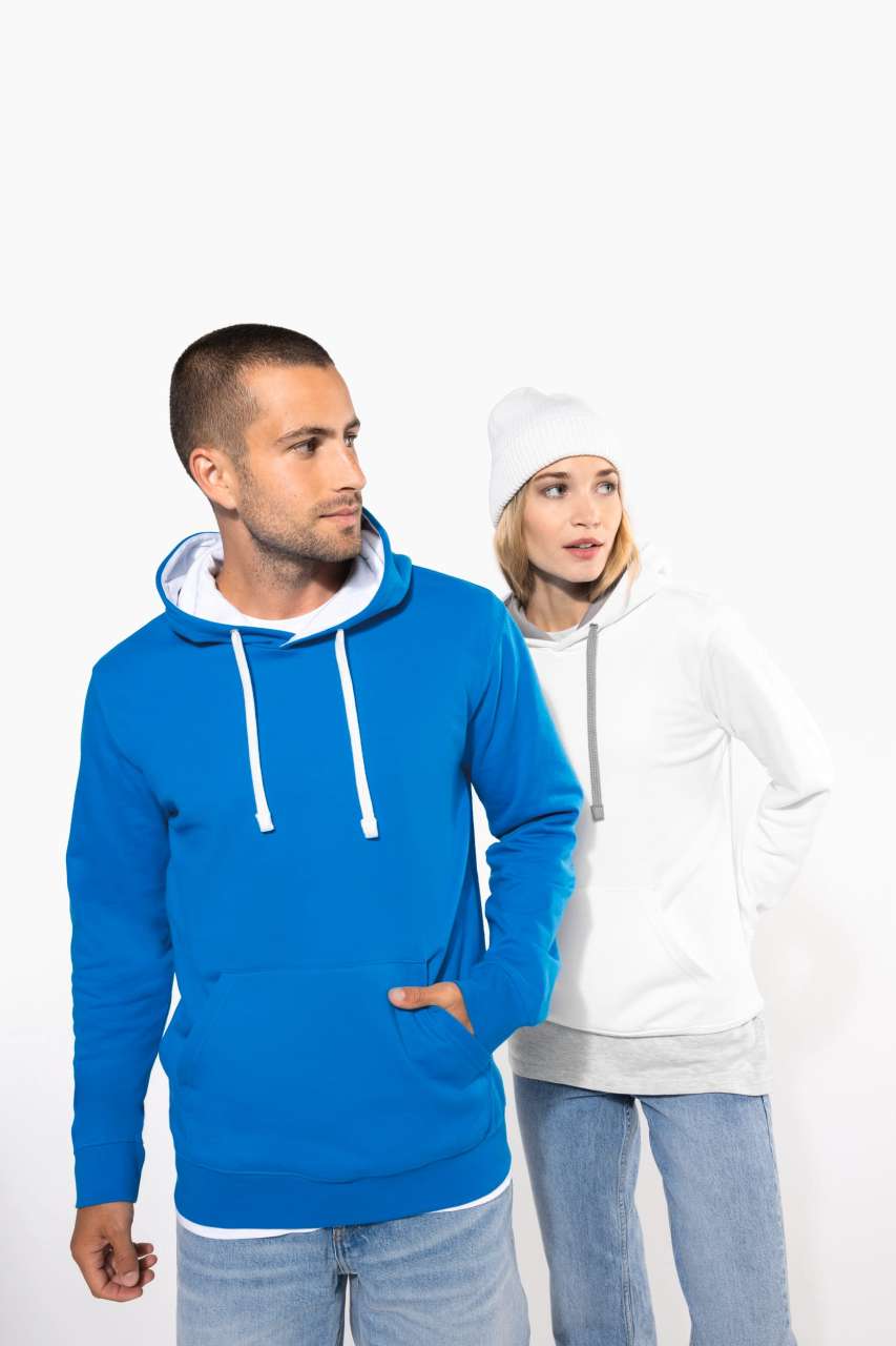 MEN'S CONTRAST HOODED SWEATSHIRT - Sky Blue/White - Additional