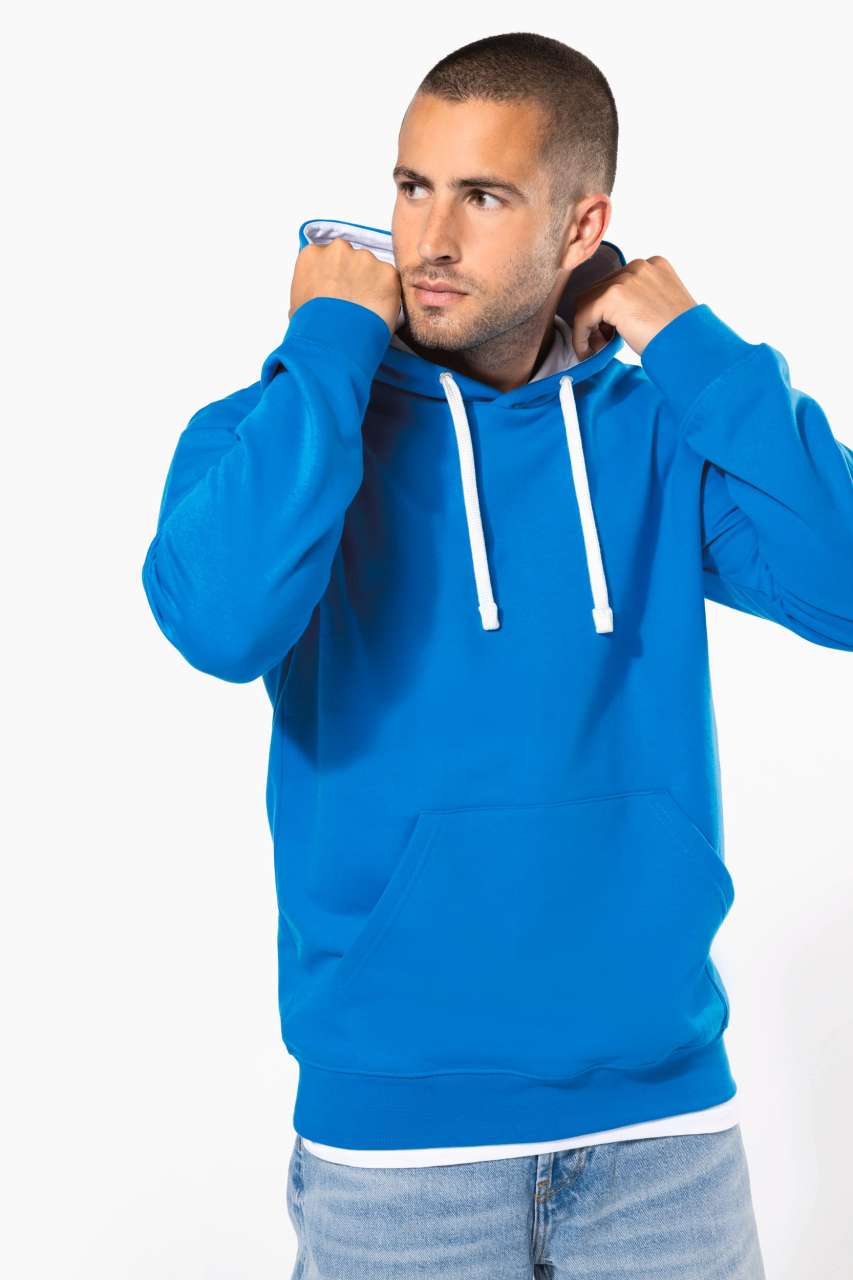 MEN'S CONTRAST HOODED SWEATSHIRT - Orange/White - Model