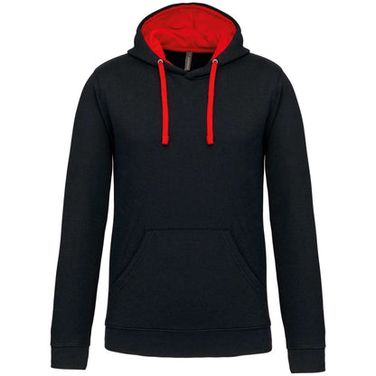 MEN'S CONTRAST HOODED SWEATSHIRT - Black/Red - Main