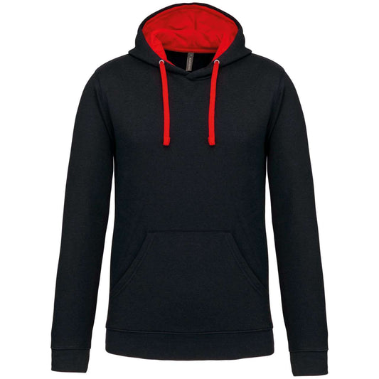 MEN'S CONTRAST HOODED SWEATSHIRT - Black/Red - Main