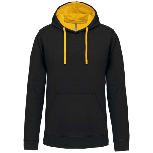 MEN'S CONTRAST HOODED SWEATSHIRT - Black/Yellow - Main