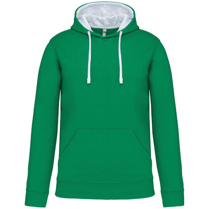 MEN'S CONTRAST HOODED SWEATSHIRT - Light Kelly Green/White - Main