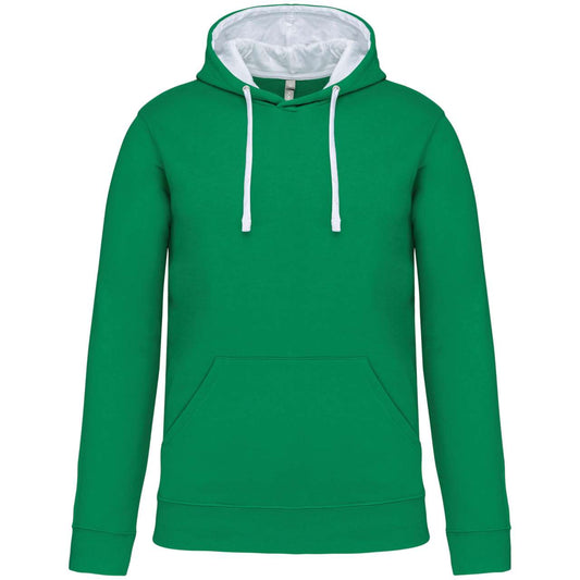 MEN'S CONTRAST HOODED SWEATSHIRT - Light Kelly Green/White - Main