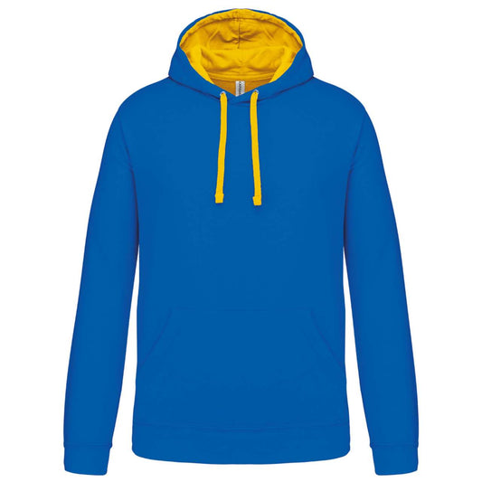 MEN'S CONTRAST HOODED SWEATSHIRT - Light Royal Blue/Yellow - Main