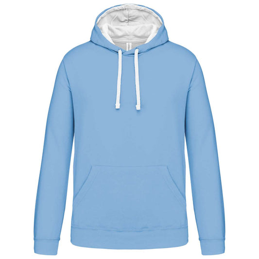 MEN'S CONTRAST HOODED SWEATSHIRT - Sky Blue/White - Main