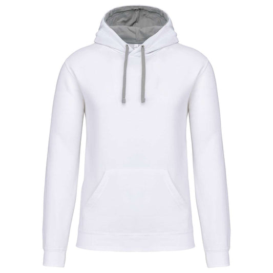 MEN'S CONTRAST HOODED SWEATSHIRT - White/Fine Grey - Main