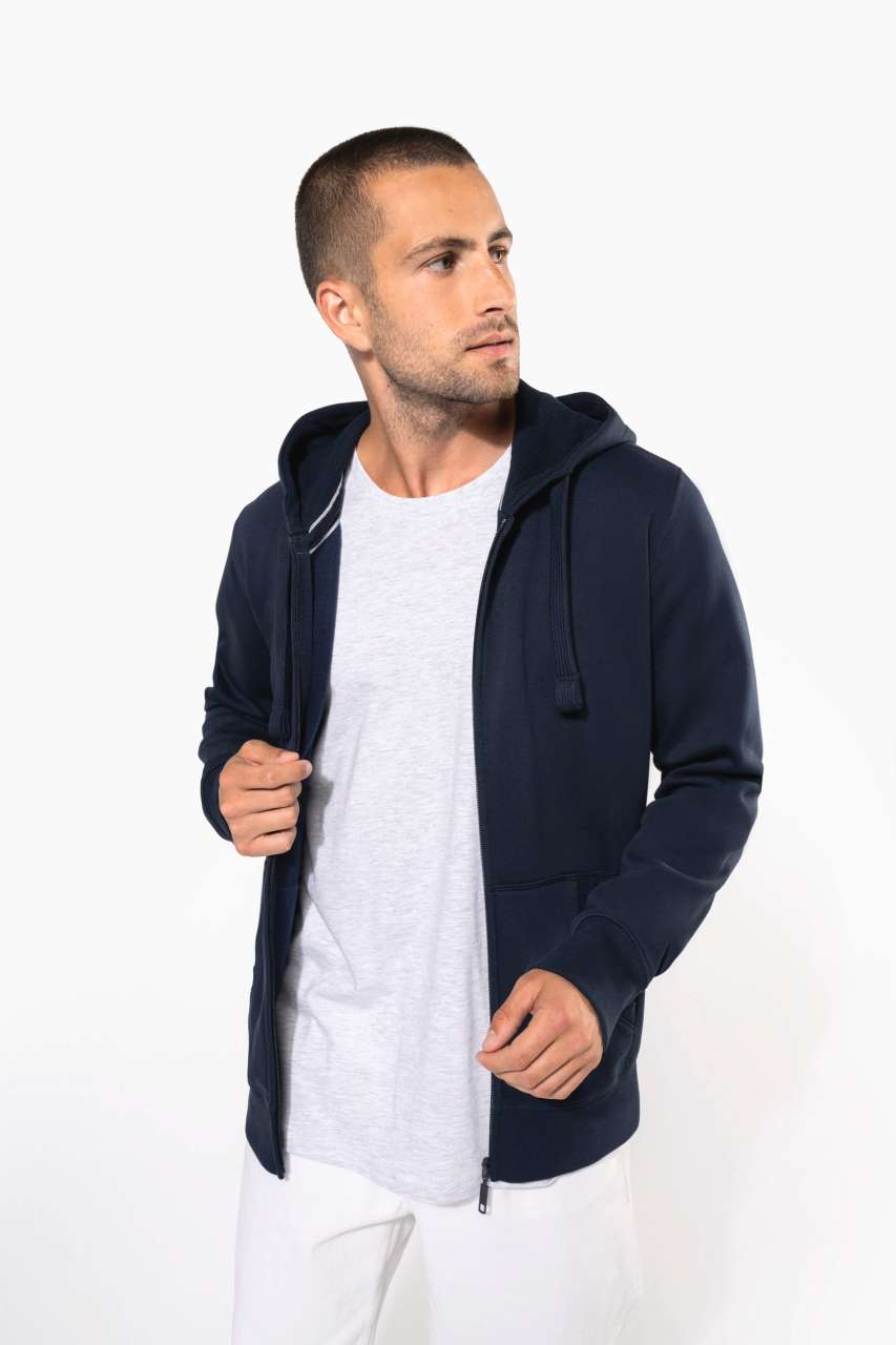 MEN'S FULL ZIP HOODED SWEATSHIRT - Black - Additional