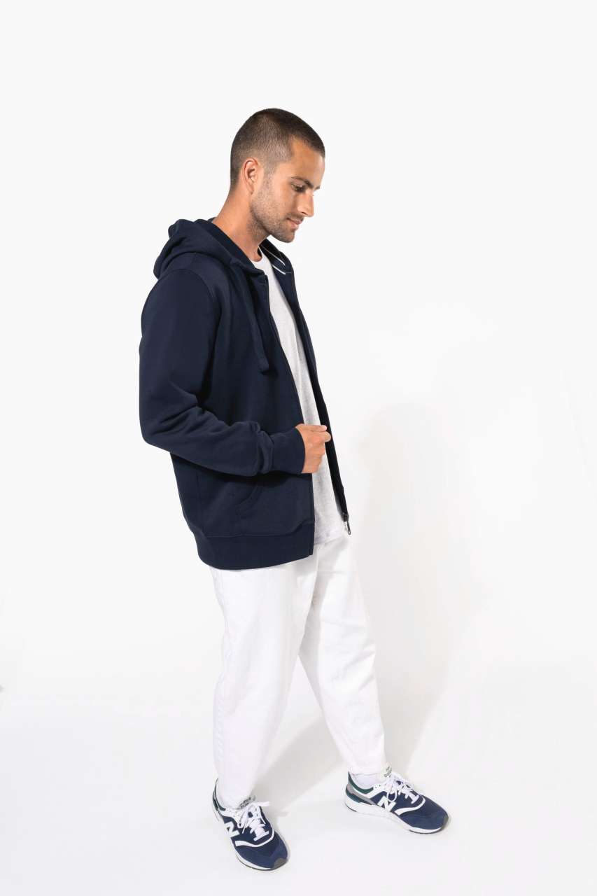 MEN'S FULL ZIP HOODED SWEATSHIRT - Black - Additional