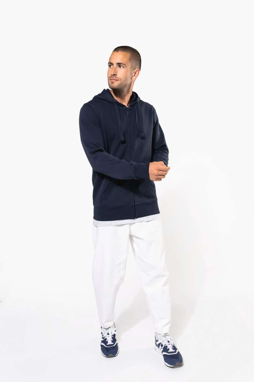 MEN'S FULL ZIP HOODED SWEATSHIRT - Black - Additional