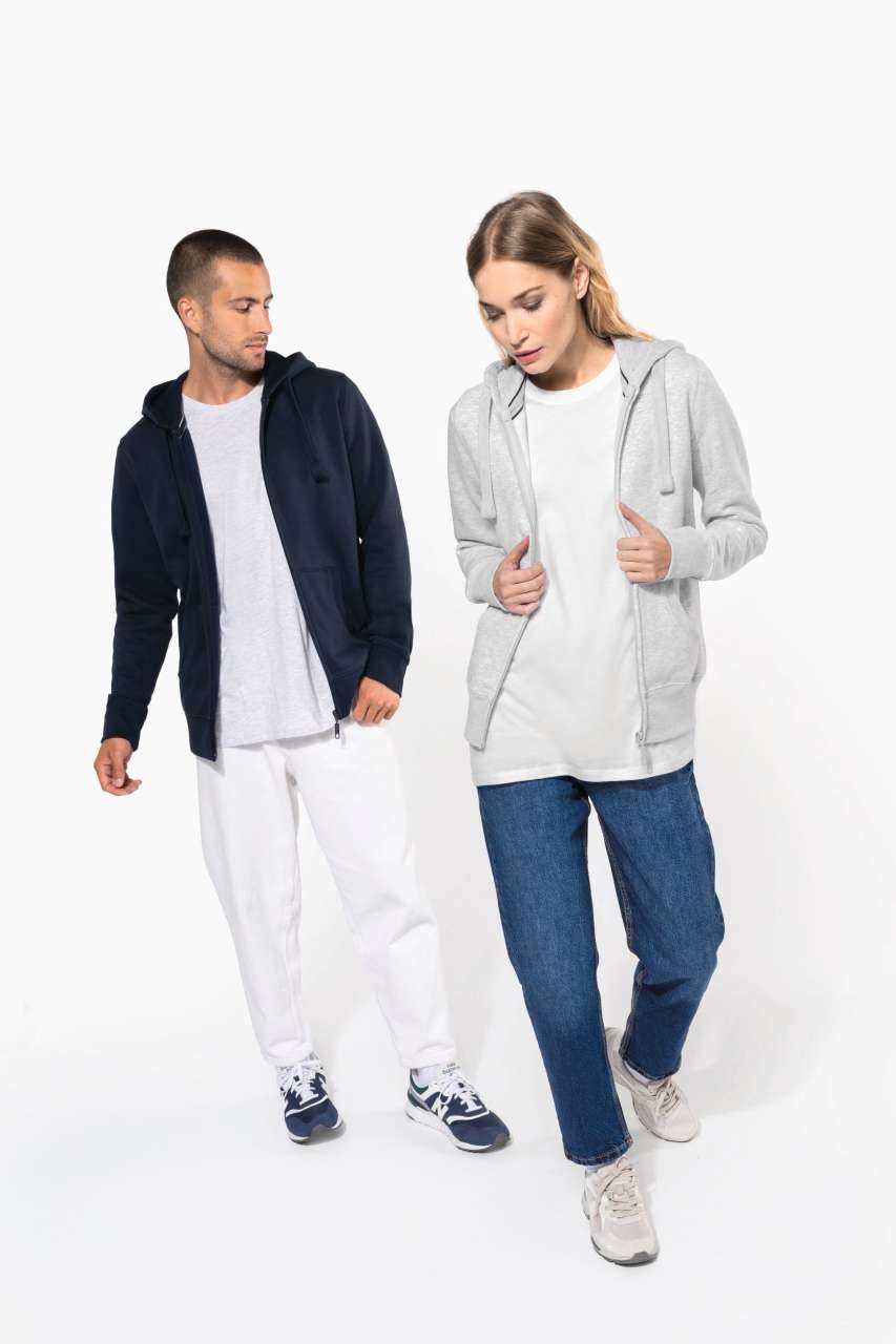 MEN'S FULL ZIP HOODED SWEATSHIRT - Black - Additional