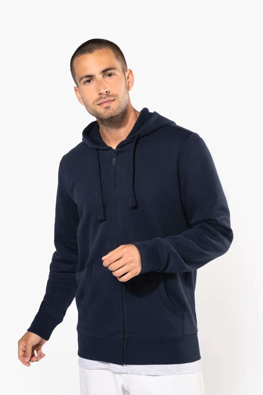 MEN'S FULL ZIP HOODED SWEATSHIRT - Light Royal Blue - Model