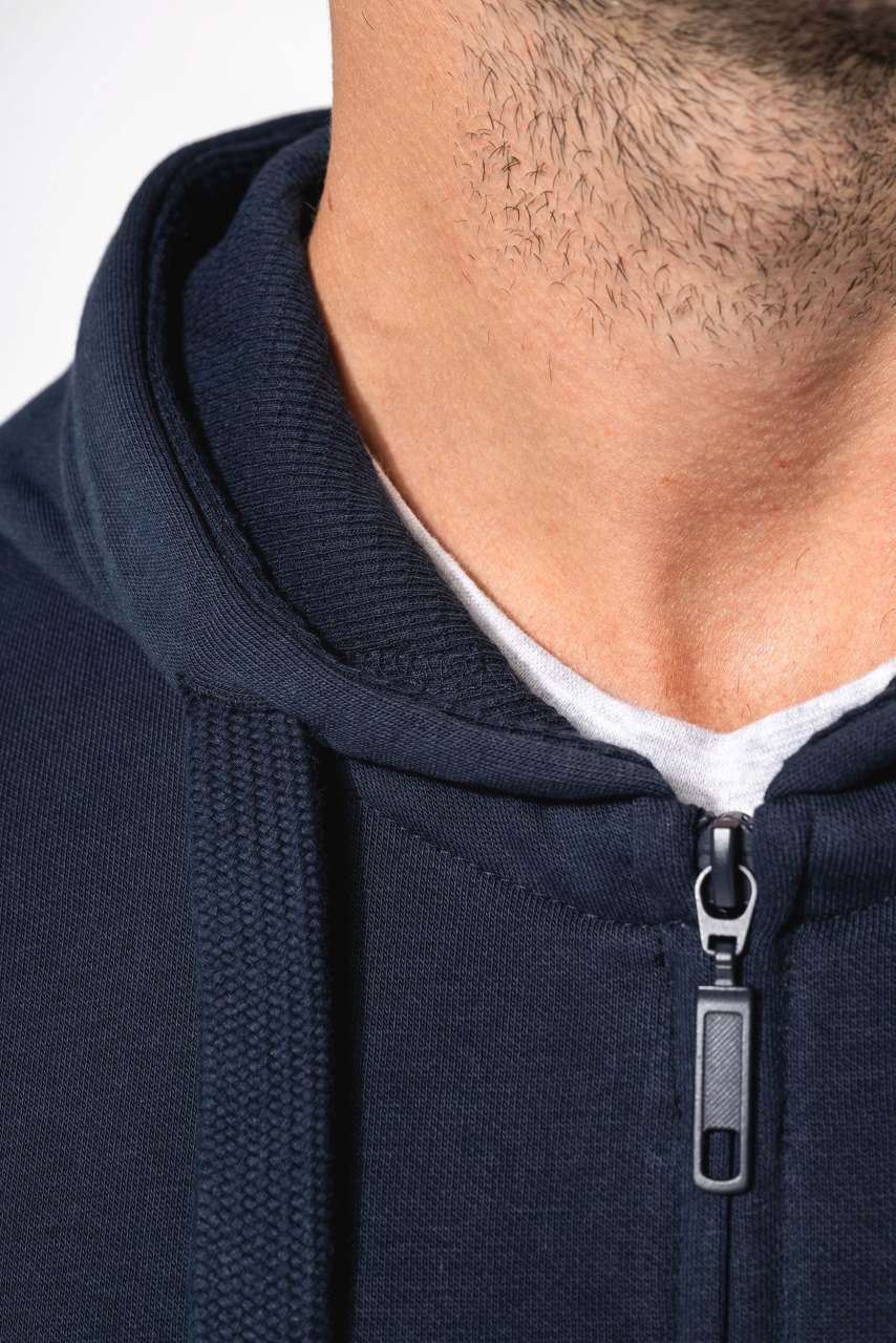 MEN'S FULL ZIP HOODED SWEATSHIRT - Black - Additional